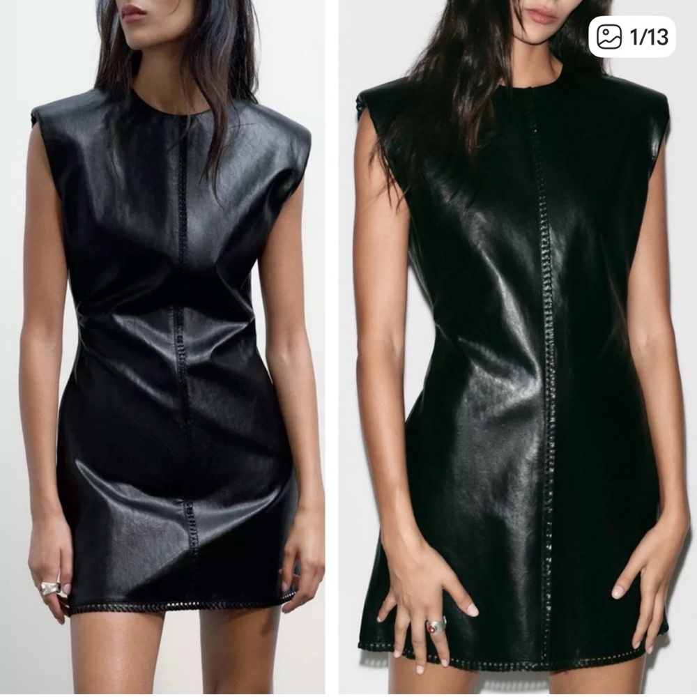 Zara Faux Black Mini Leather Dress